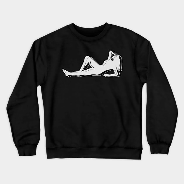 female laying down Crewneck Sweatshirt by robelf